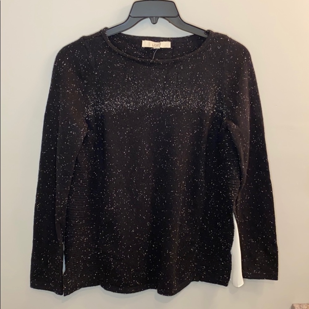 Loft Sweater w/Split Side Detail Black/White Sz M